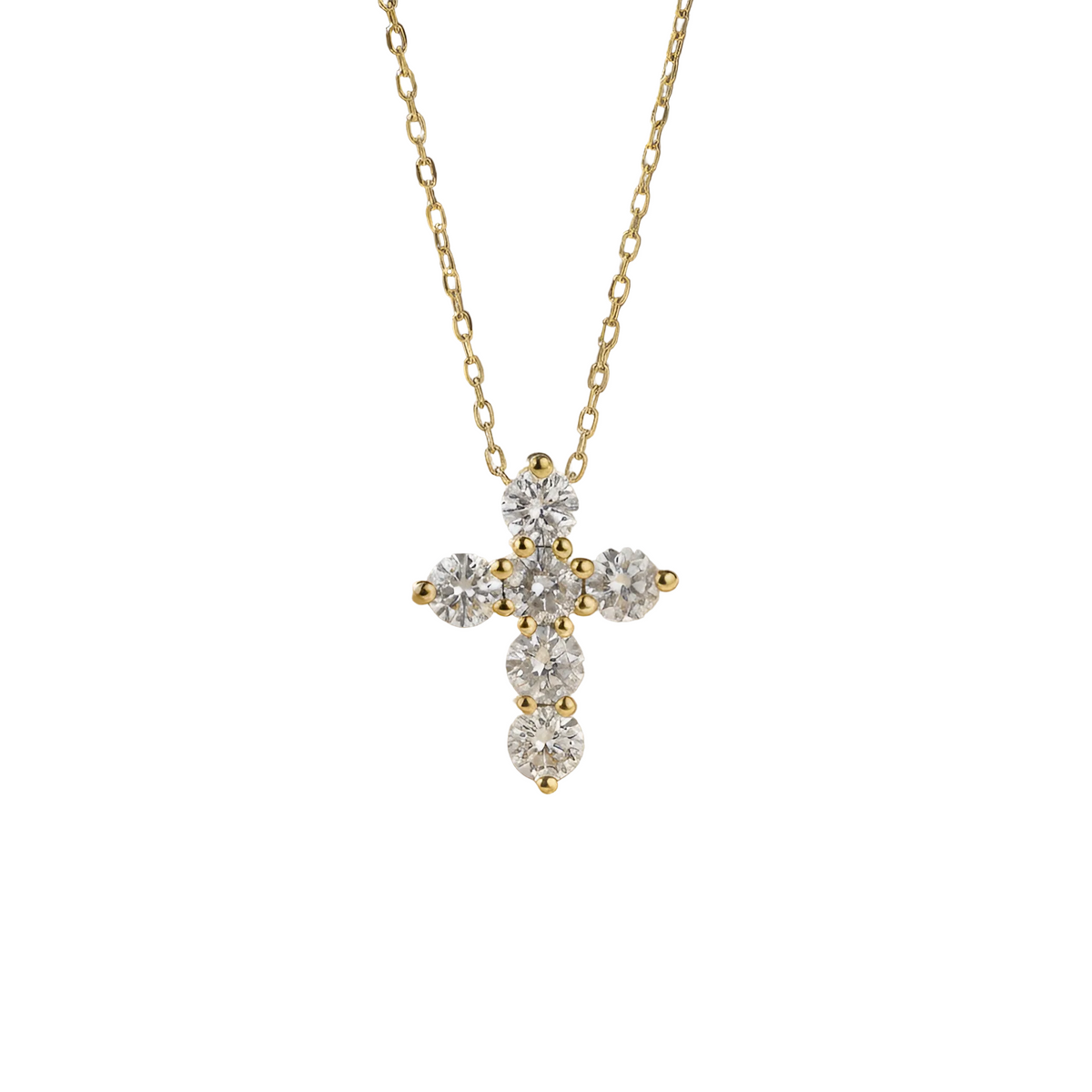 Diamond Cross Necklace in 14K Yellow Gold – 0.91 CTW