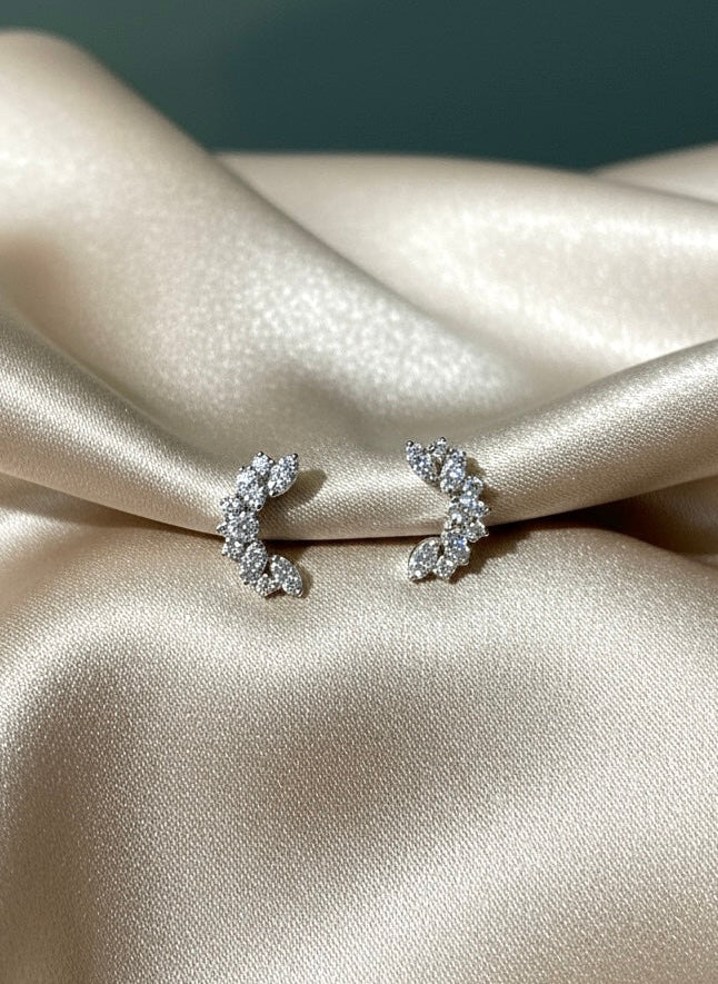 Diamond Crawler Earrings in 14K White Gold