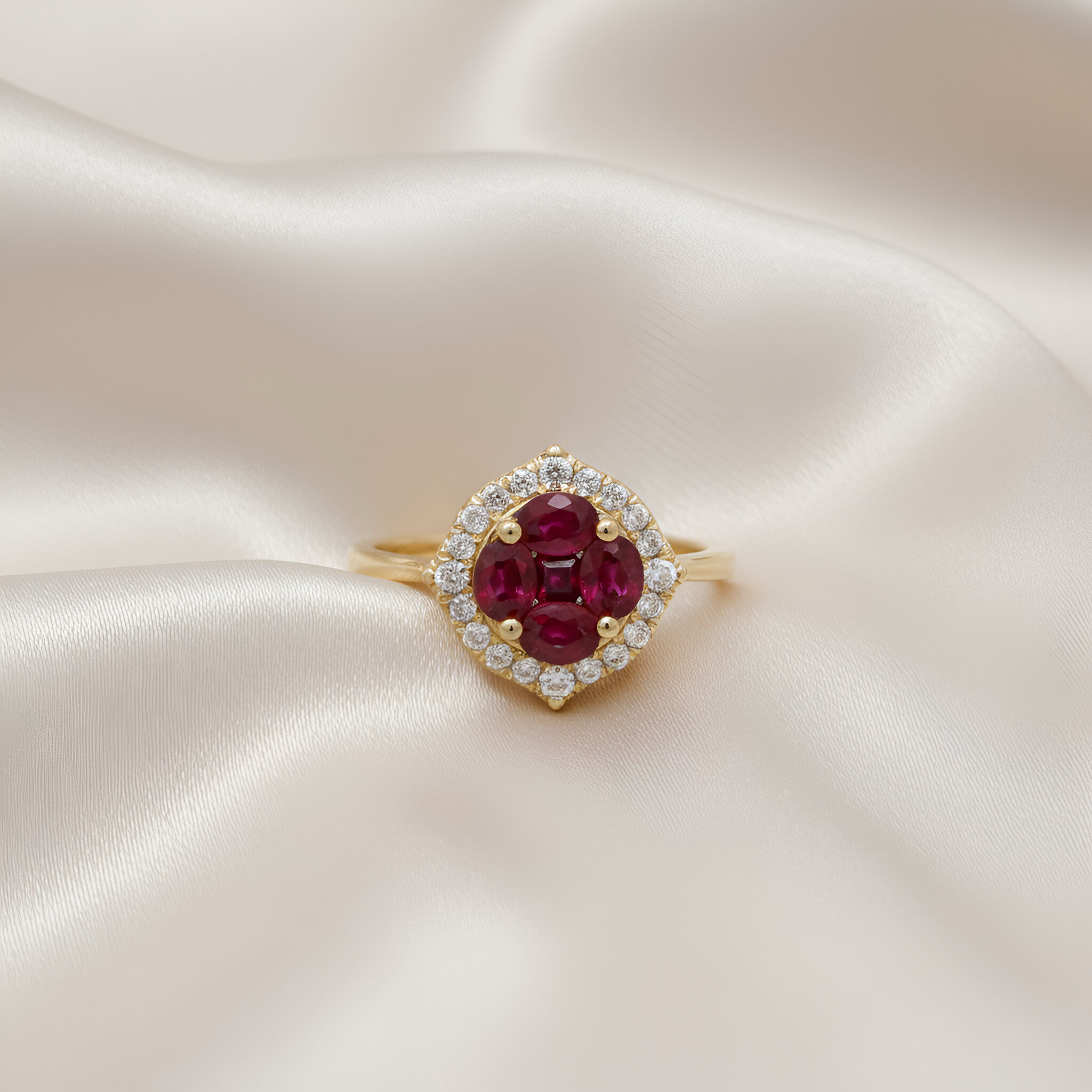 Diamond Ruby Ring in 14K Yellow Gold
