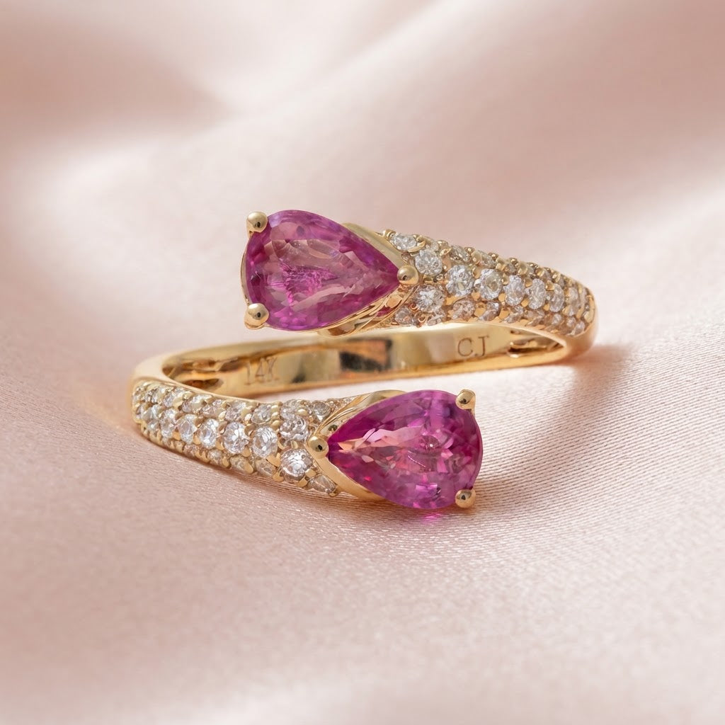 Diamond Pink Sapphire in 14K Yellow Gold