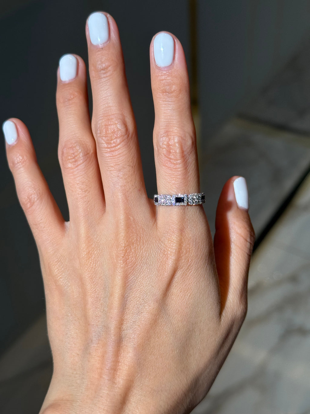 Diamond Sapphire Ring in 14K White Gold