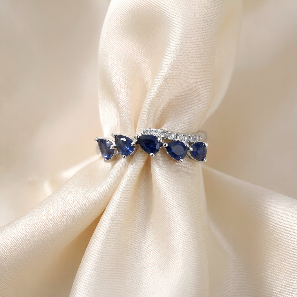 Diamond Sapphire Ring in 14K White Gold