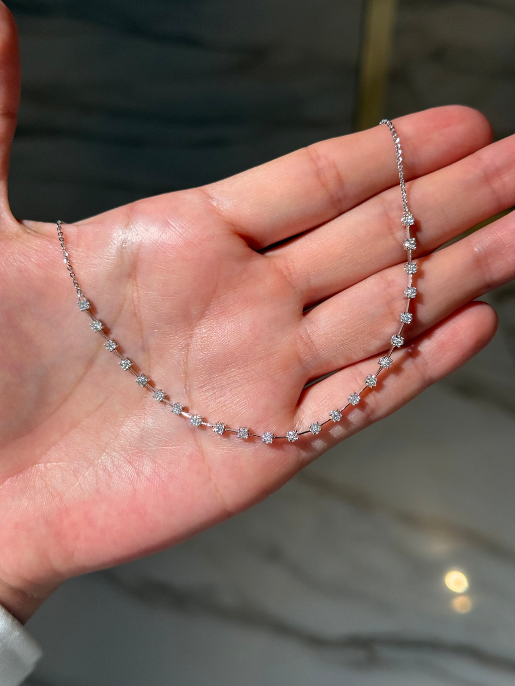 Diamond Tennis Style Necklace in 14K White Gold – 0.50 CTW Everyday Elegance