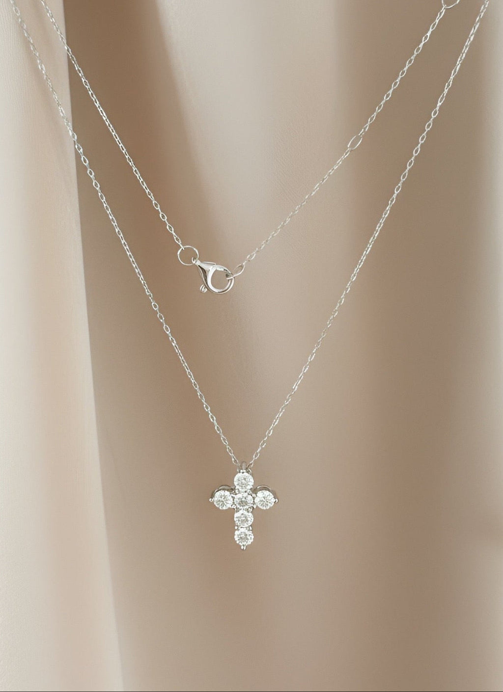 Diamond Cross Pendant Necklace in 14K White Gold – 0.75 CTW Natural Diamonds