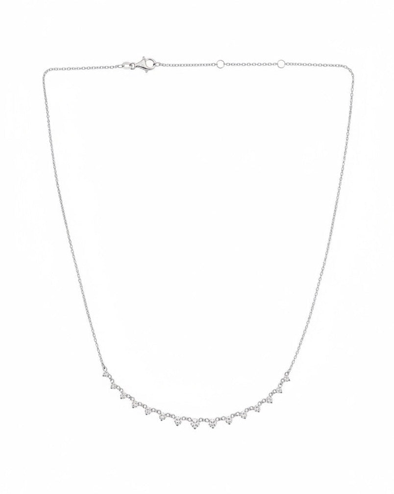 Graduated Diamond Station Necklace in 14K White Gold – 1.0 CTW Natural Diamonds