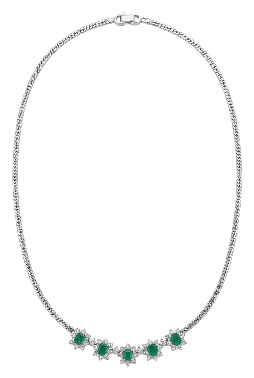 Colombian Emerald & Diamond Necklace in Platinum – Luxury Fine Jewelry IGL Certified