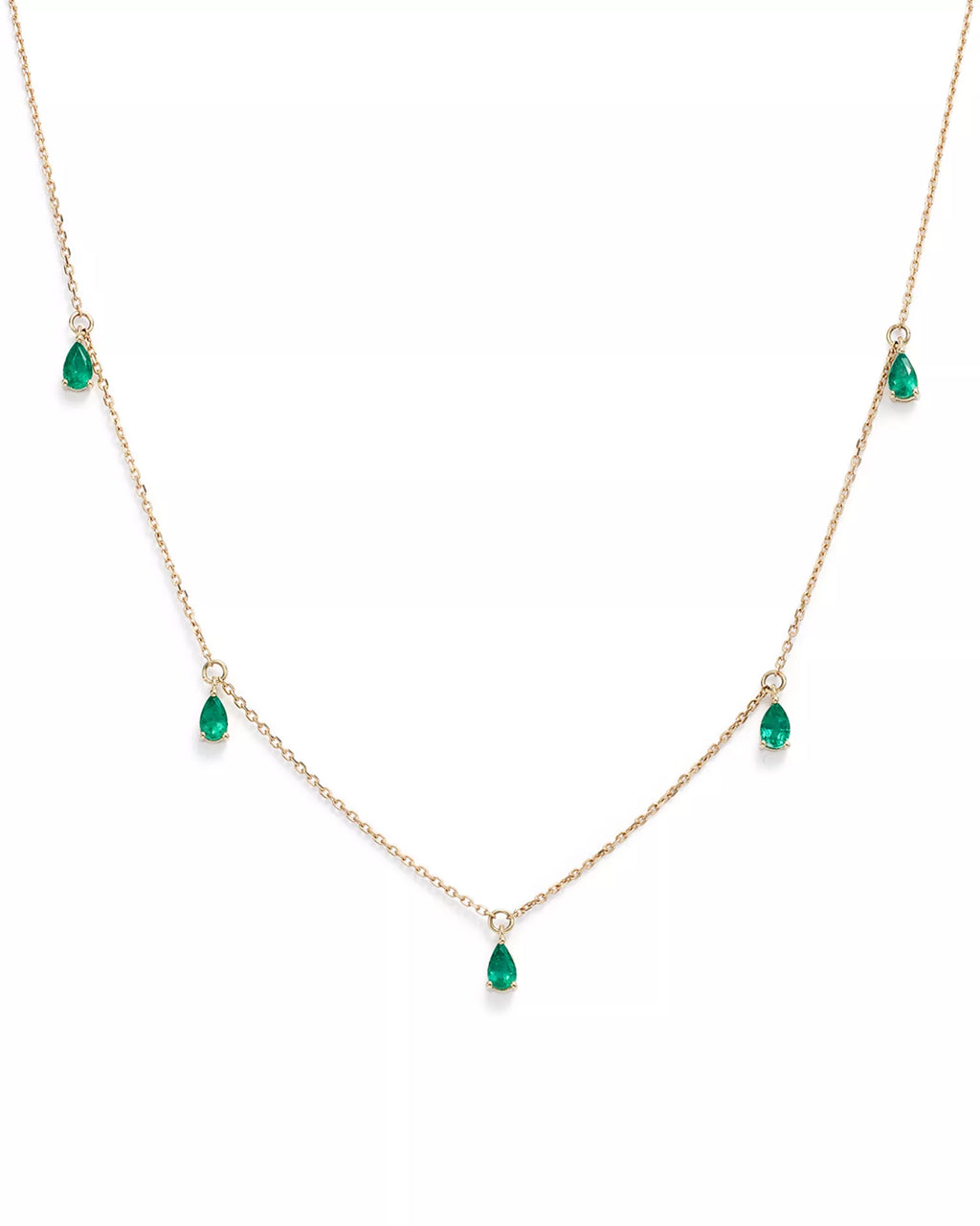 Radiant Emerald Teardrop Necklace in 14K Yellow Gold