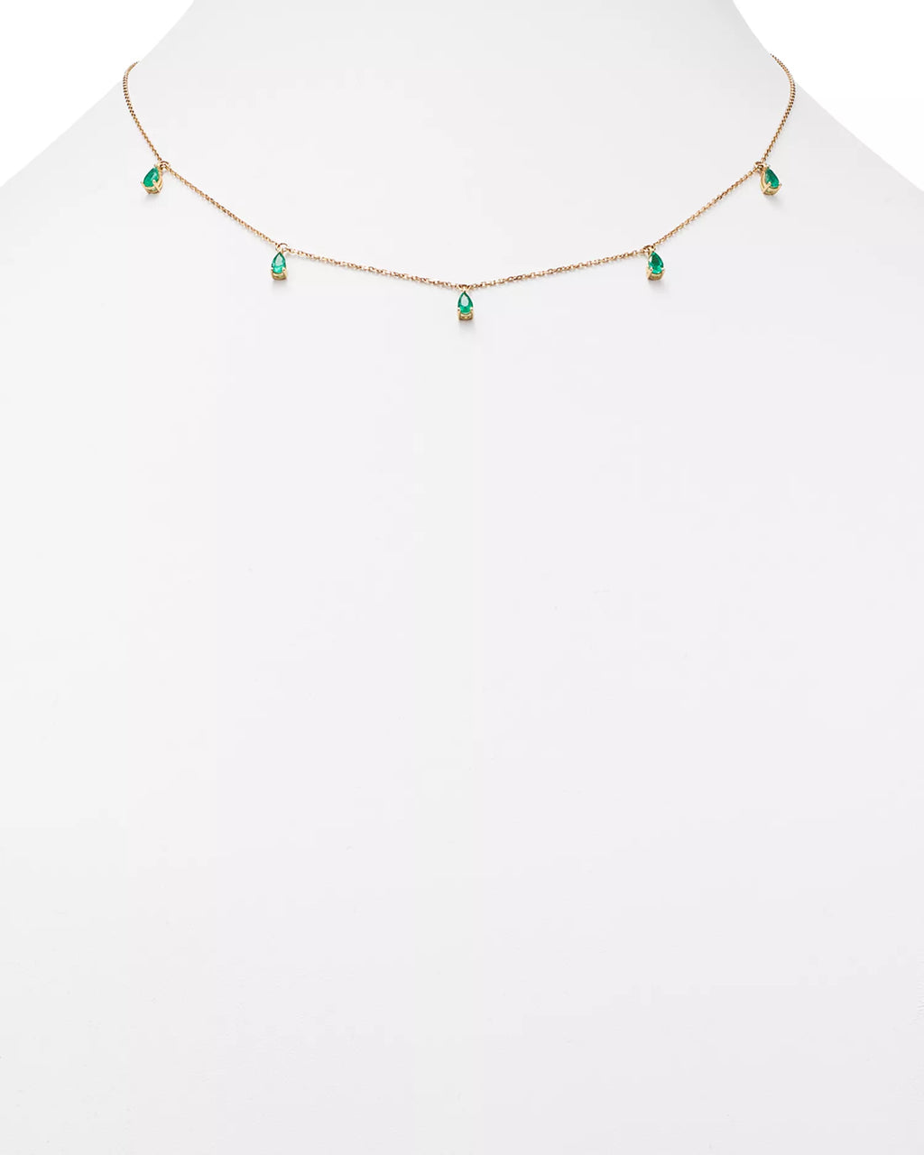 Radiant Emerald Teardrop Necklace in 14K Yellow Gold