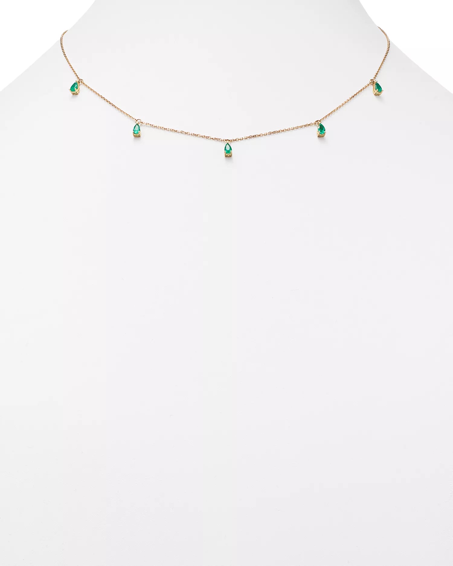 Radiant Emerald Teardrop Necklace in 14K Yellow Gold