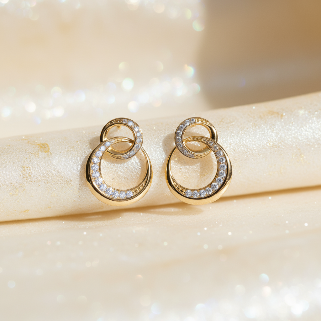 Classy Drop Diamond Earrings in 14k Yellow Gold