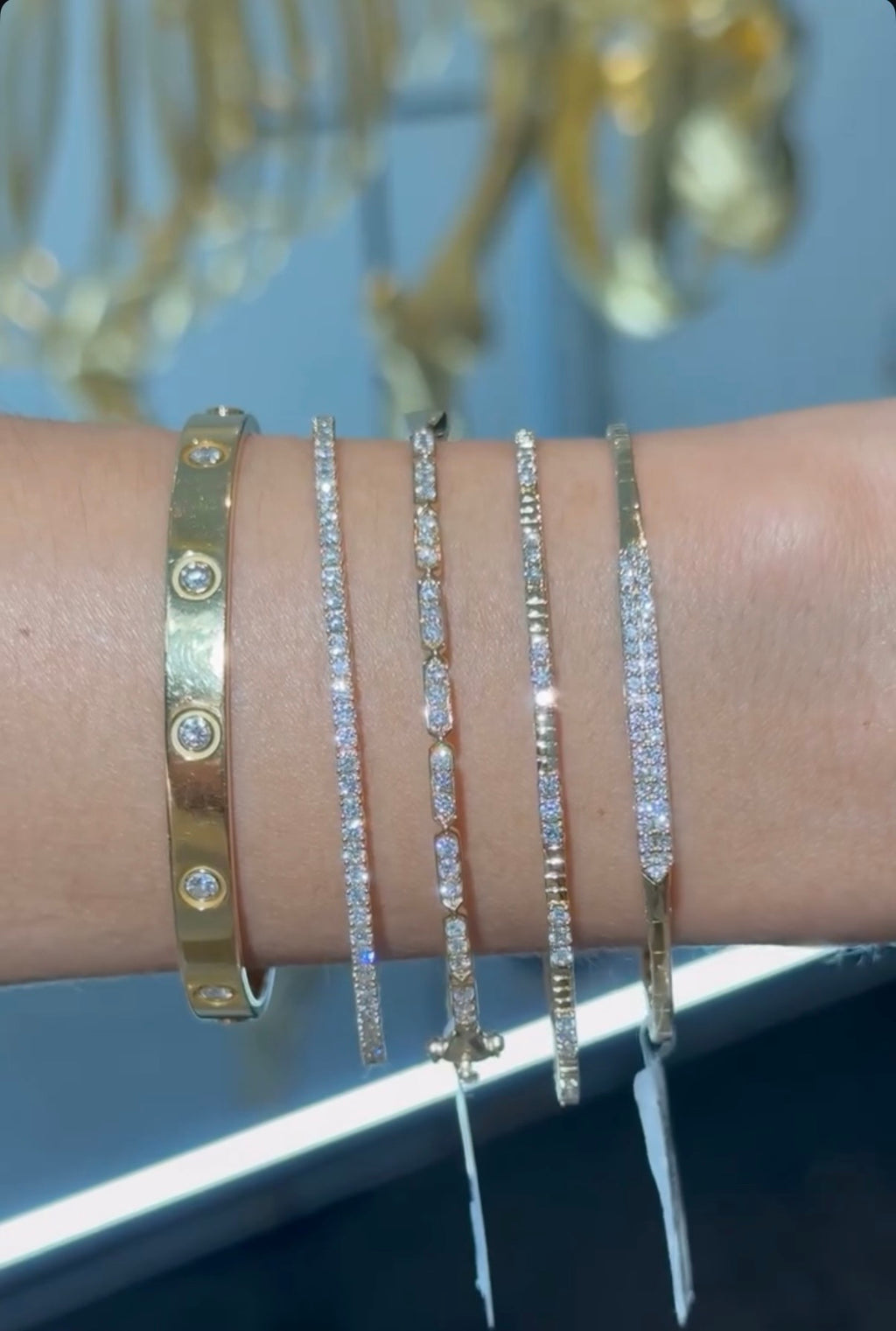 Flexible Diamond Bangle Bracelet in 14K Yellow Gold – 0.51 CTW Natural Diamonds