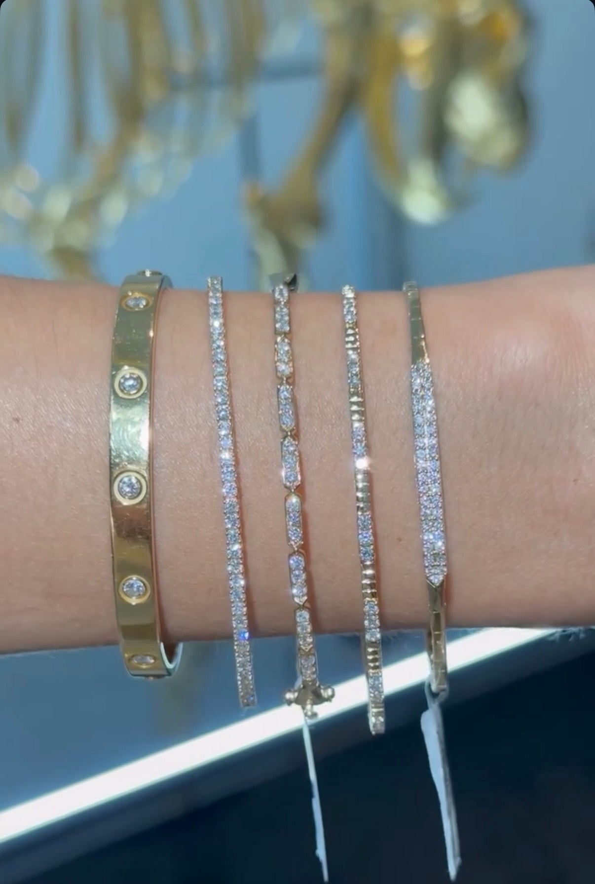 Flexible Diamond Bangle Bracelet in 14K Yellow Gold – 0.51 CTW Natural Diamonds