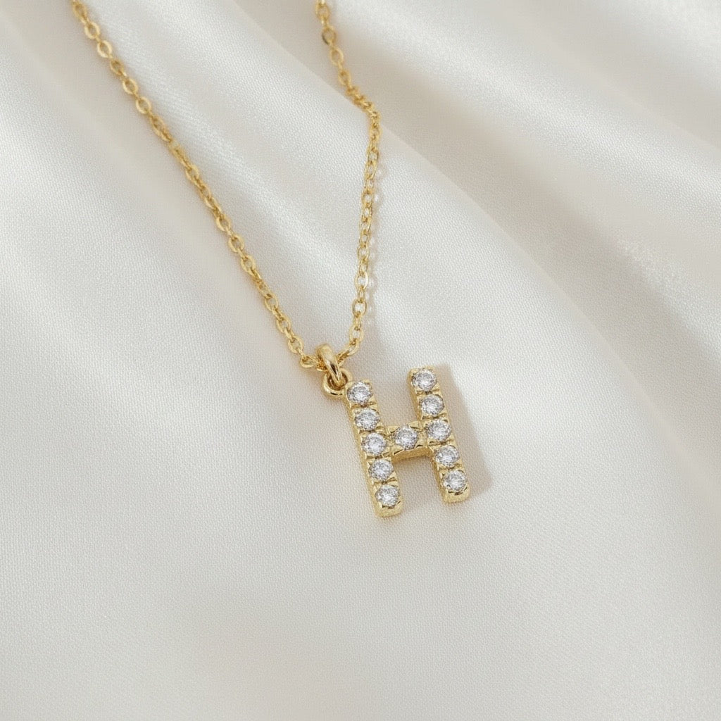 Diamond Initial “H” Necklace in 14K Yellow Gold – 0.10 CTW Natural Diamonds