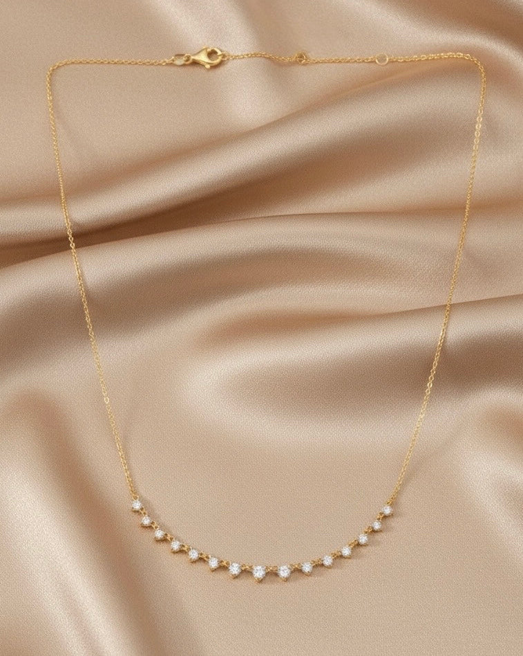 Graduated Diamond Station Necklace in 14K Yellow Gold – 1.0 CTW Natural Diamonds