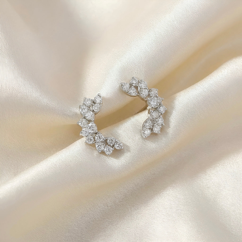 Diamond Crawler Earrings in 14K White Gold