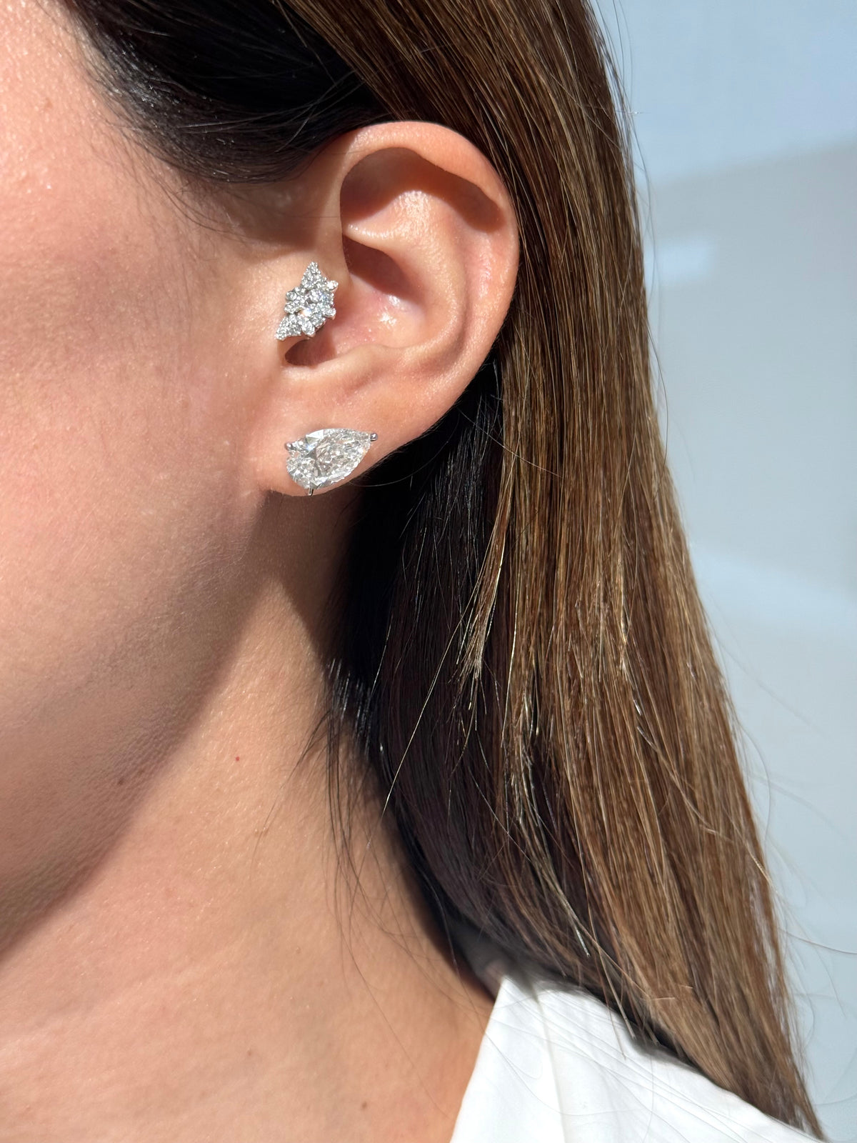 Diamond Abanico Fan Earrings in 14K White Gold – 0.51 CTW Elegant Fine Jewelry