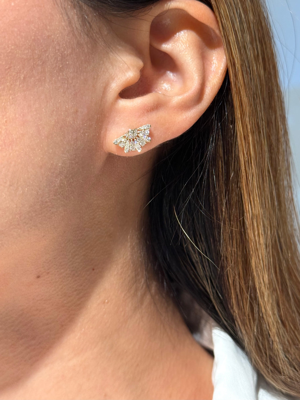 Diamond Abanico Earrings in 14K Yellow Gold