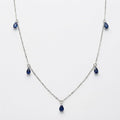 Pear Shape Sapphire Necklace in 14k White Gold