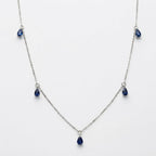 Pear Shape Sapphire Necklace in 14k White Gold