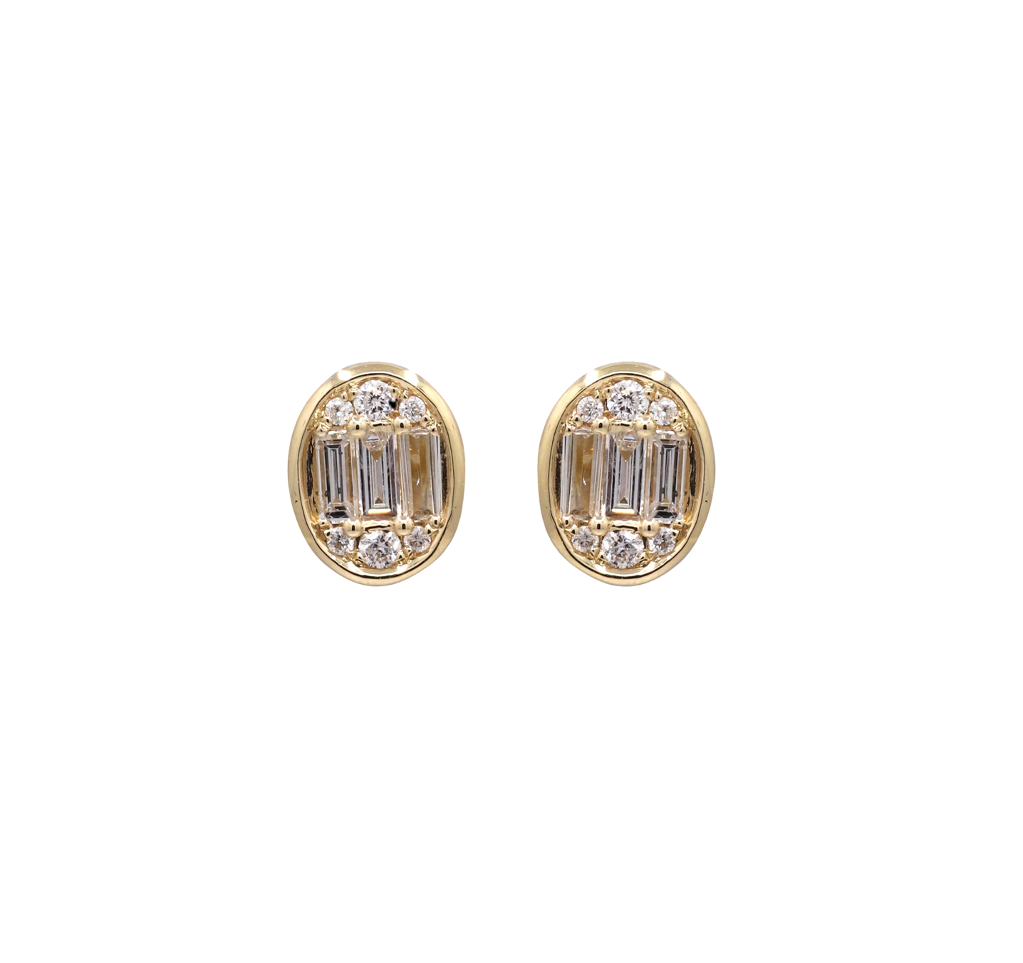 Classy Oval Diamond Stud Earrings in 18k Yellow Gold