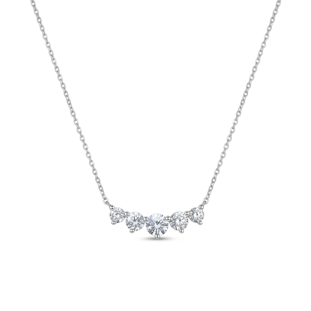 Station Diamond Necklace in 18K White Gold – 1.02 CTW Everyday Luxury