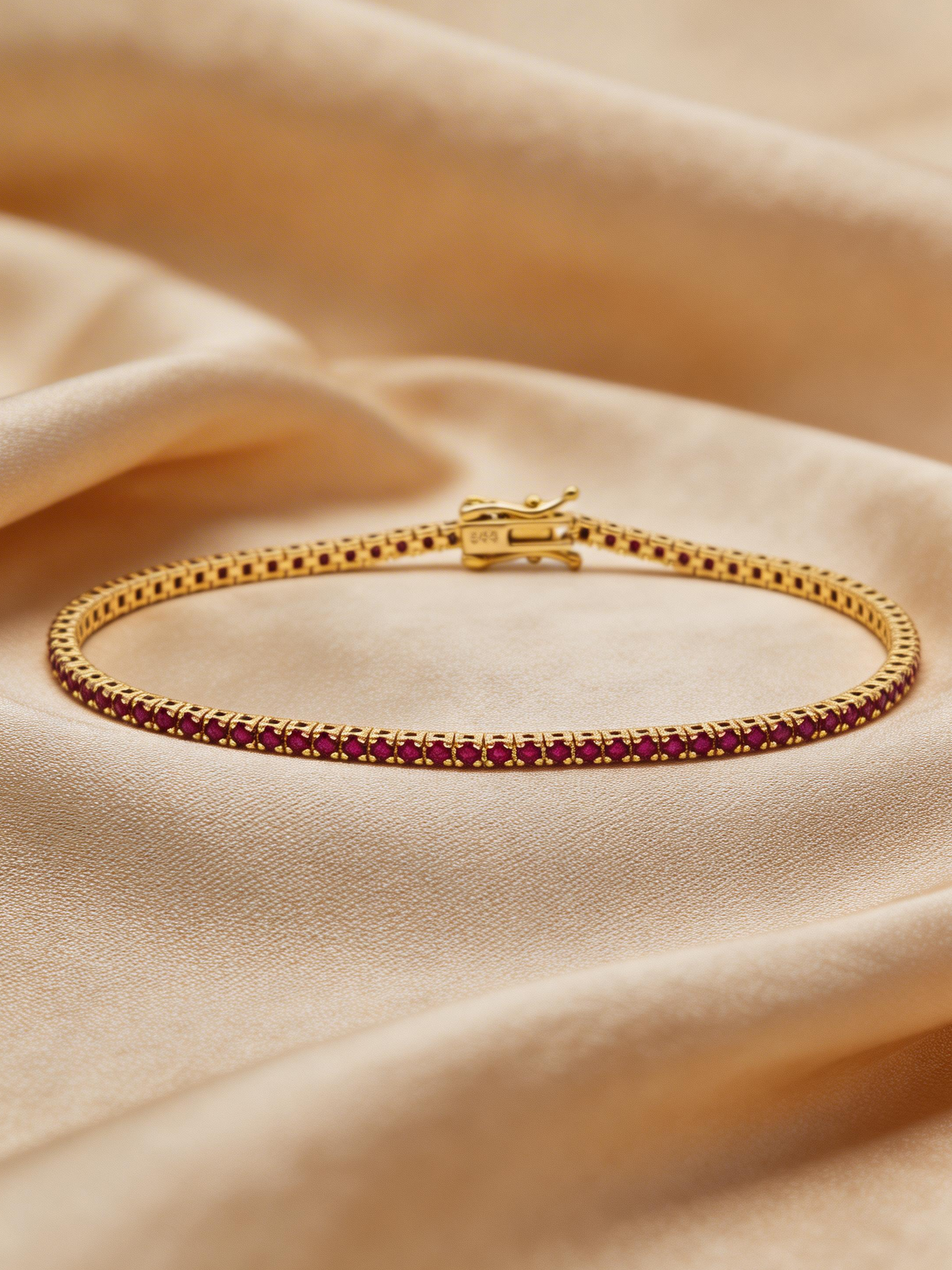 Ruby Tennis Bracelet in 14K Yellow Gold – Elegant Fine Jewelry