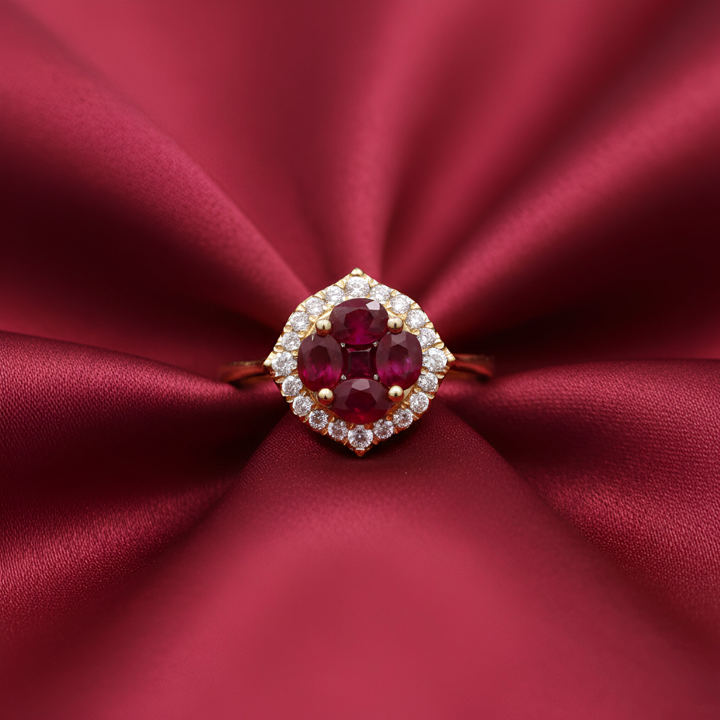 Diamond Ruby Ring in 14K Yellow Gold