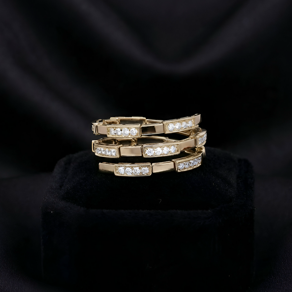 Diamond Triple Flexible Band Ring in 14K Yellow Gold