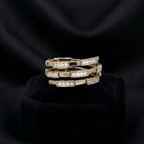 Flexible Diamond Triple Wrap Ring in 14K Yellow Gold – Modern Layered Design