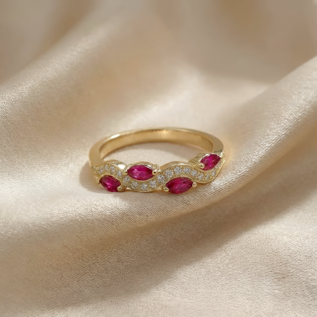 Ruby Diamond Ring in 14K Yellow Gold