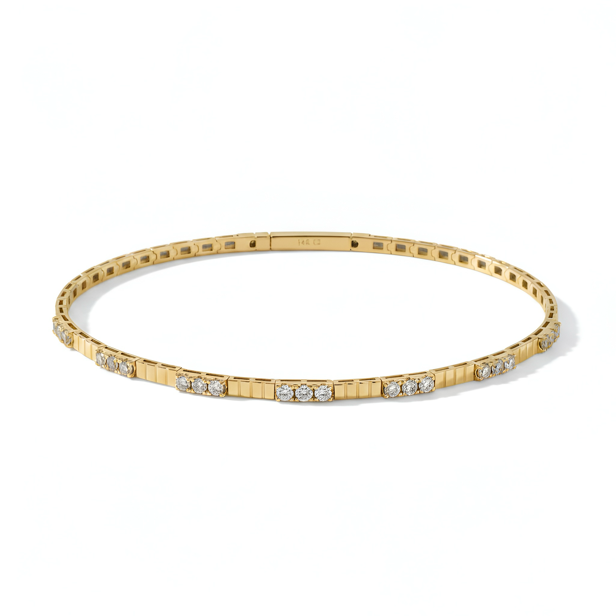 Flexible Diamond Bangle Bracelet in 14K Yellow Gold – 0.51 CTW Natural Diamonds