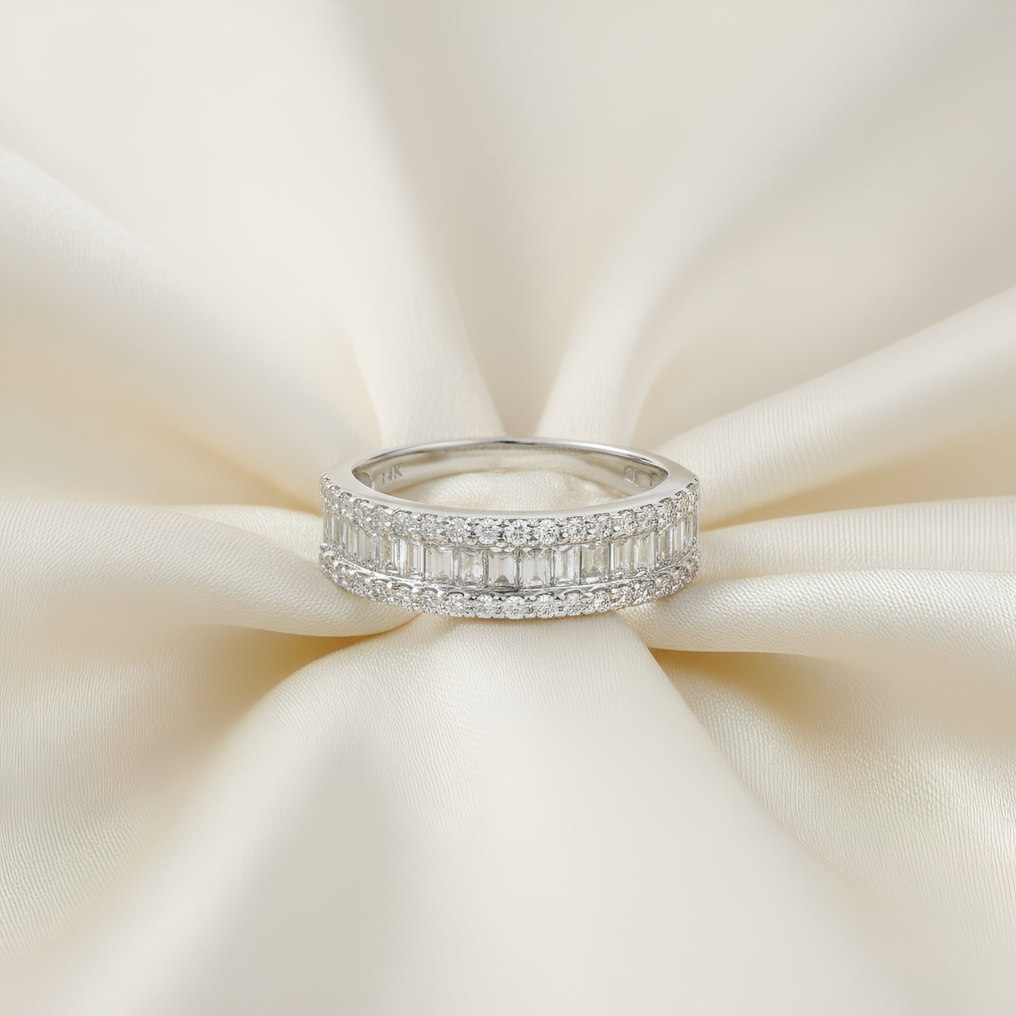 Classy Diamond Ring in 14K White Gold