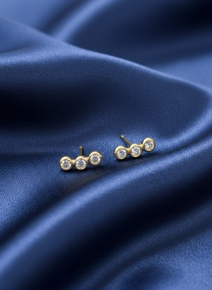 Diamond Stud Crawler Earrings in 18k Yellow Gold