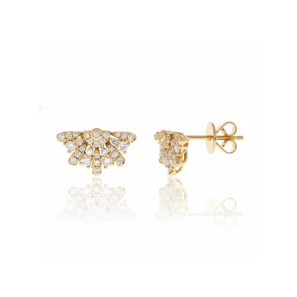 Diamond Abanico Earrings in 14K Yellow Gold