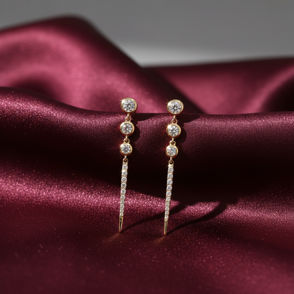 Drop Diamond Earrings in 14k Yellow Gold