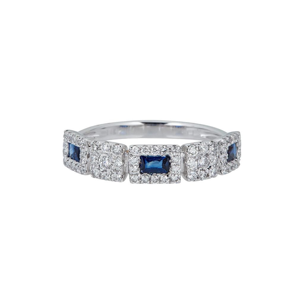 Diamond Sapphire Ring in 14k White Gold