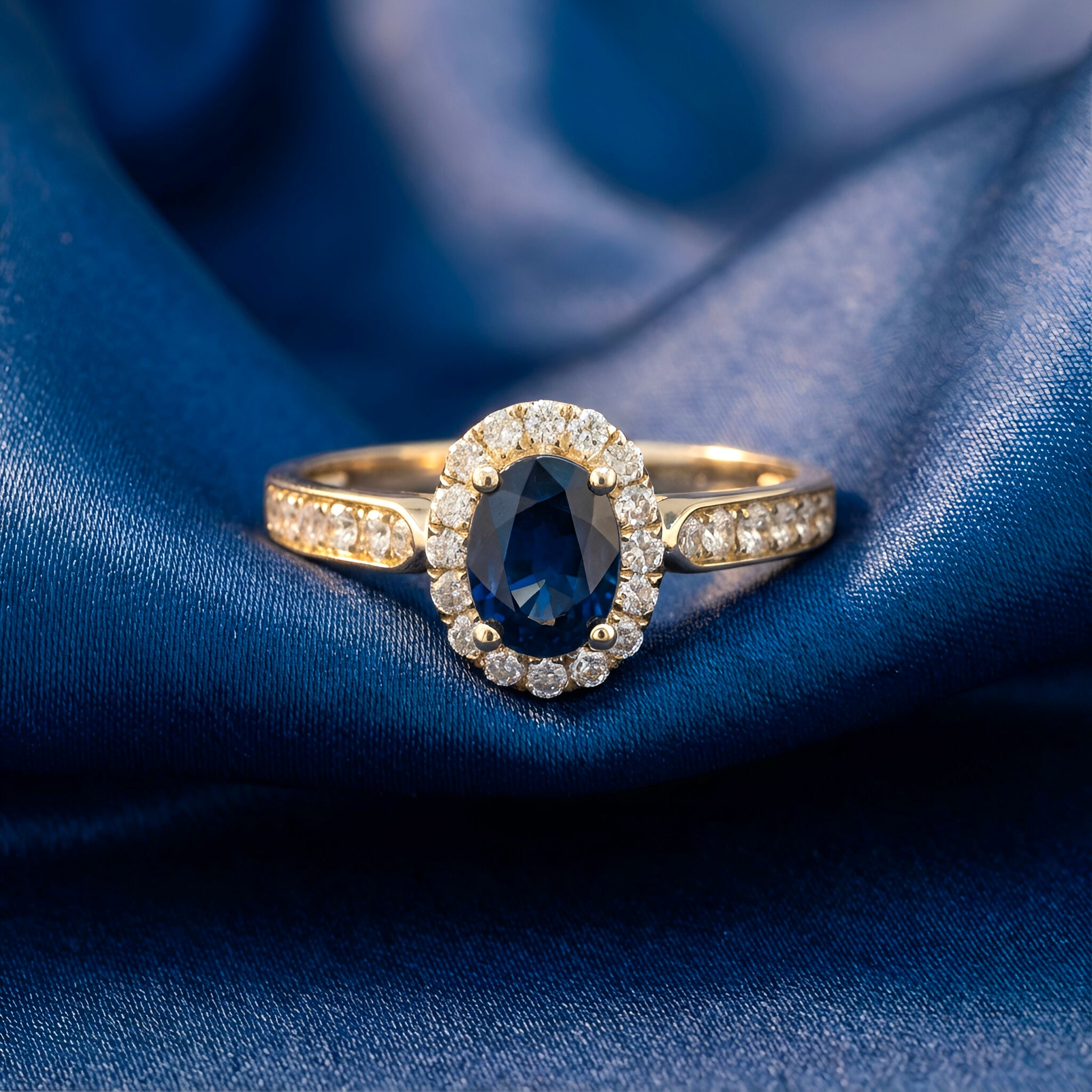 Sapphire Diamond Ring in 14K Yellow Gold