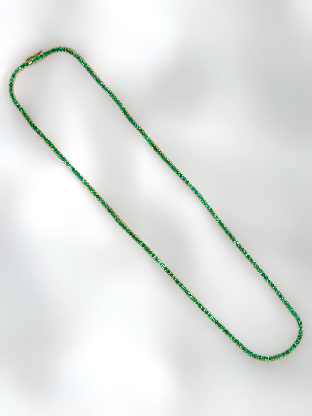 Emerald Tennis Necklace in 14K Yellow Gold – 5.42 CTW Fine Jewelry Statement