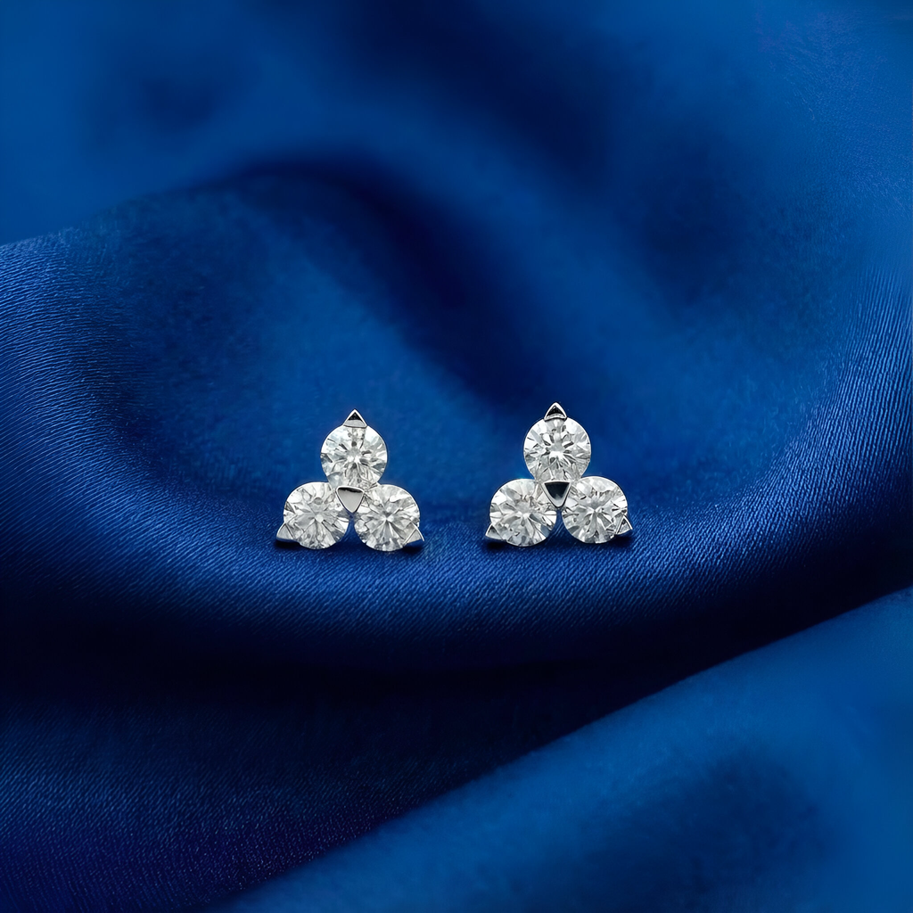 Trio Diamond Studs in 14K White Gold