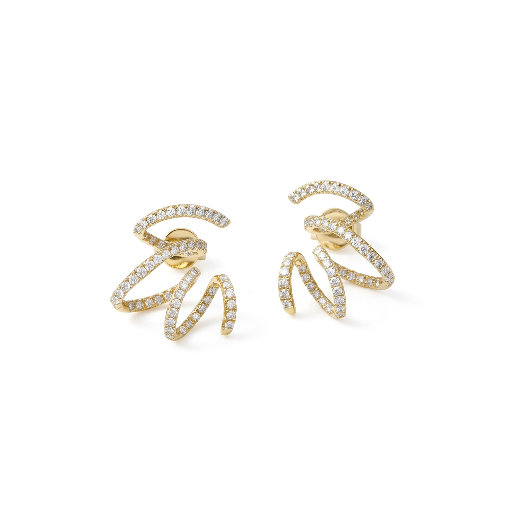 Diamond Twisted Sculptural Earrings in 18K Yellow Gold – Contemporary Fine Jewelry