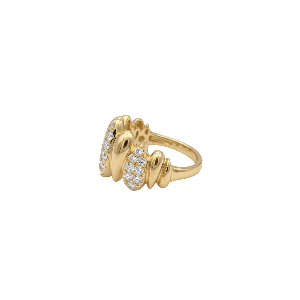 Diamond Drop Pattern Ring in 14K Yellow Gold – 0.77 CTW