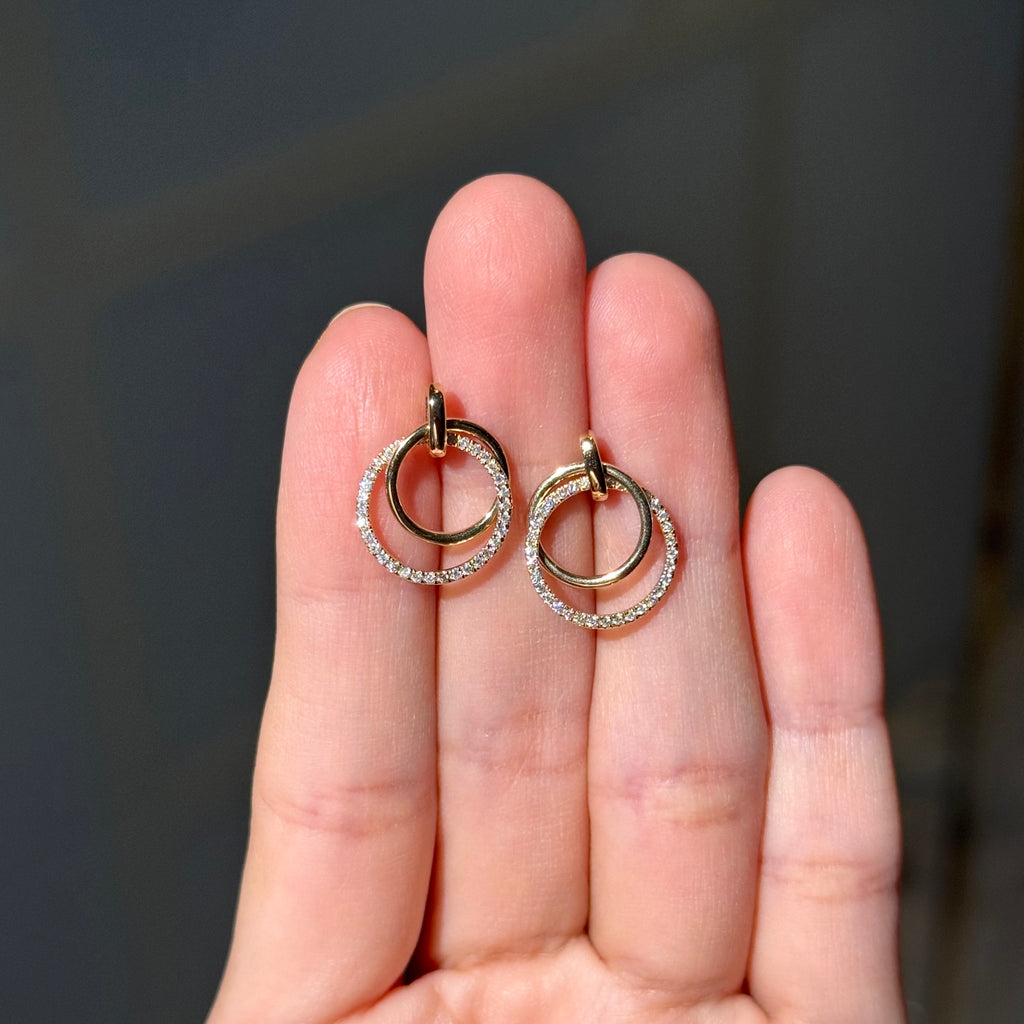 Double Diamond Hoops in 14K Yellow Gold