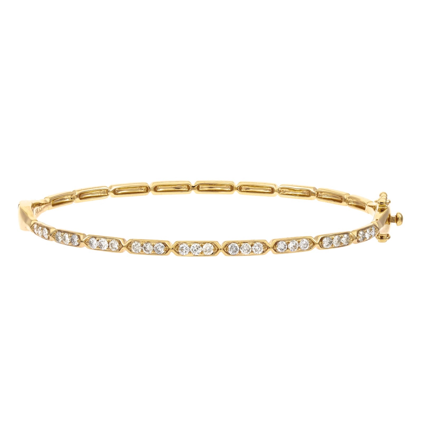 Solid Diamond Bangle Bracelet in 14K Yellow Gold – 0.70 CTW Natural Diamonds