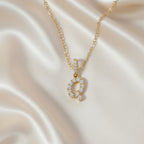 Diamond Initial “Q” Necklace in 14K Yellow Gold – 0.12 CTW Natural Diamonds