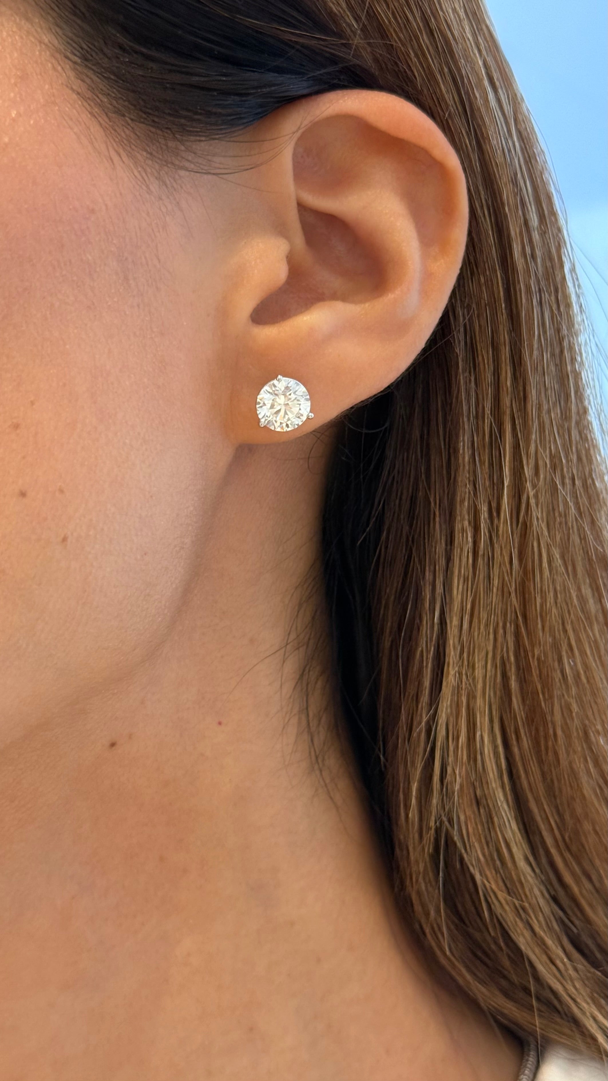 Martini Diamond 4.0Ctw Stud Earrings 14K White Gold