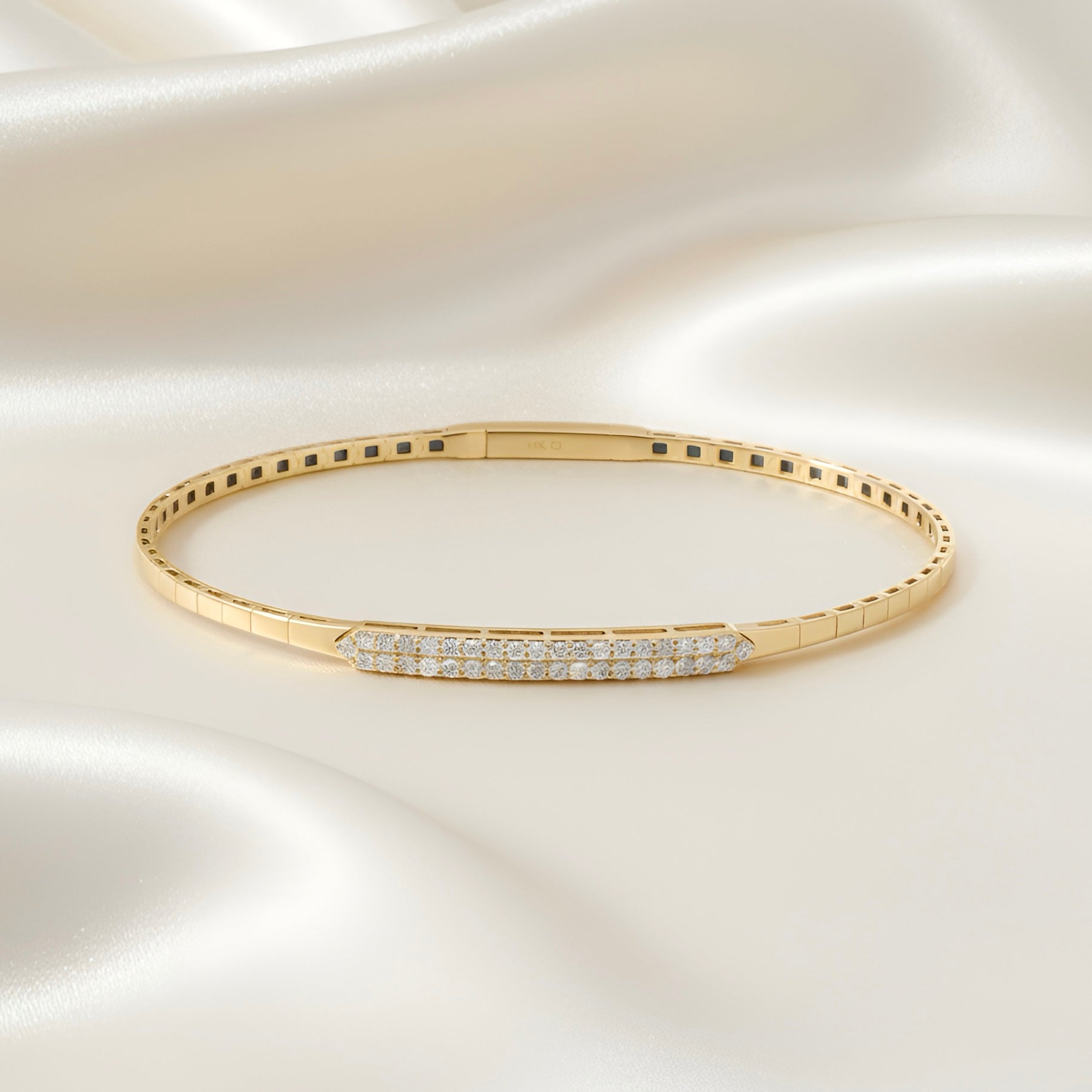 Geometric Flexible Diamond Bangle Bracelet in 14K Yellow Gold – 0.46 CTW Natural Diamonds