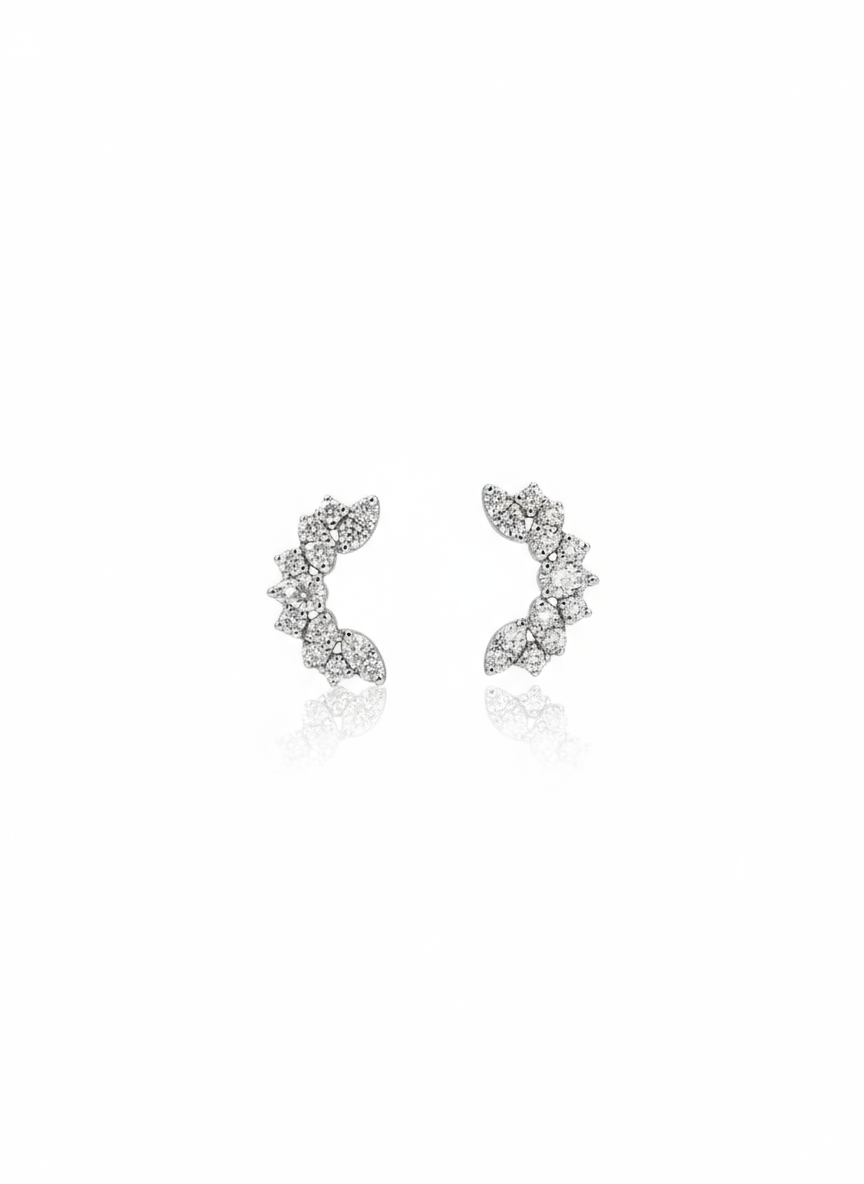 Diamond Crawler Earrings in 14K White Gold