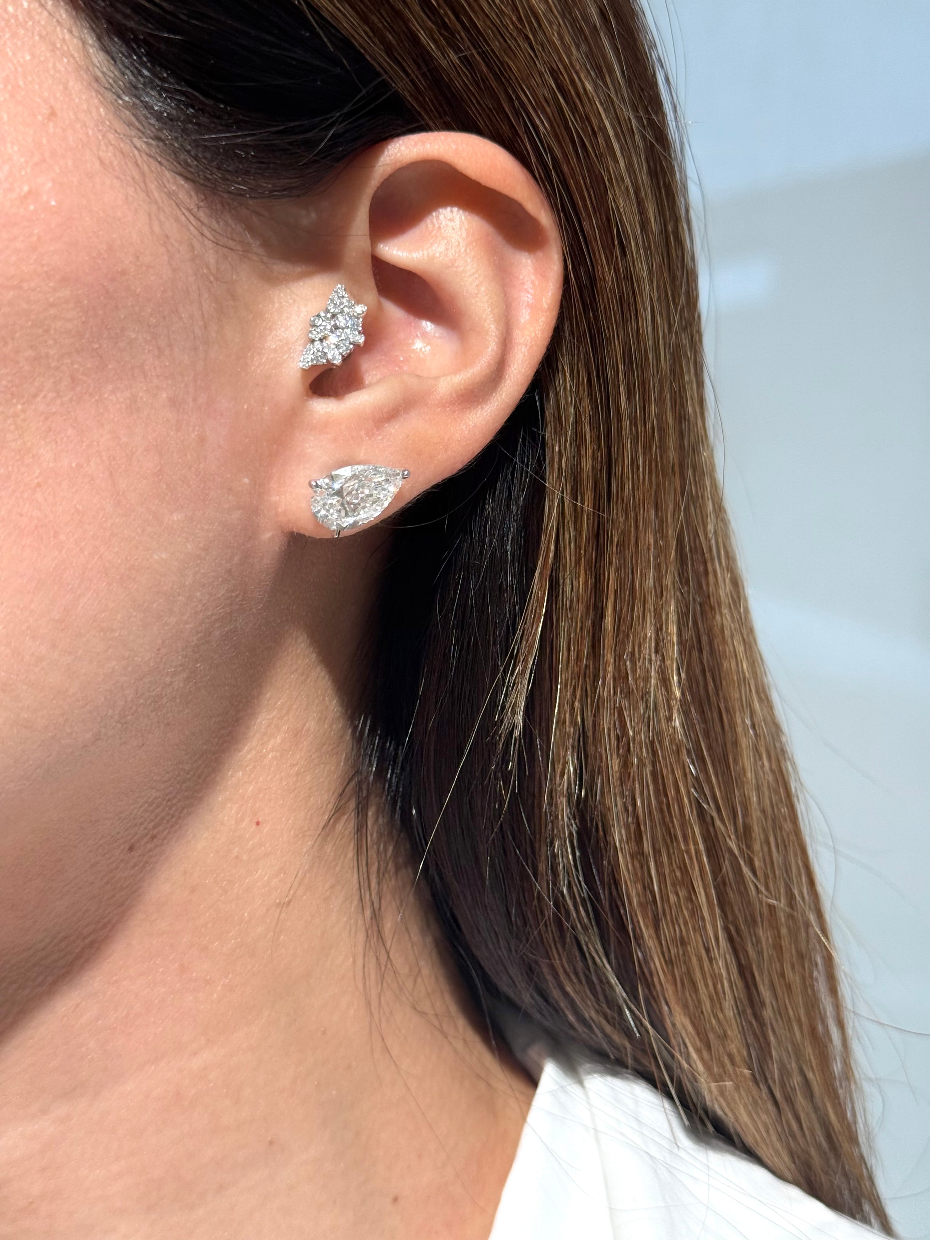Lab-Grown Diamond Pear Shape Martini Stud Earrings 8.00 CTW IGI Certified VS1 E in 14K White
