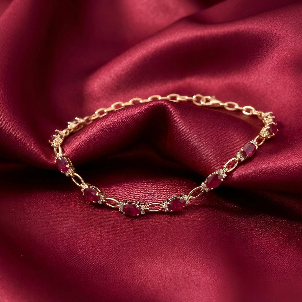 Ruby Diamond Bracelet in 14K Yellow Gold