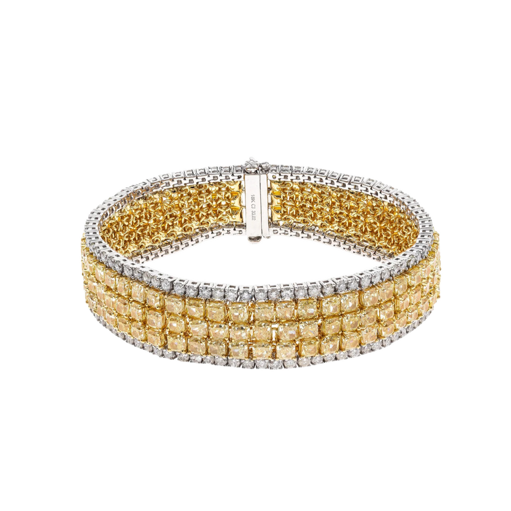 Yellow and White Diamond Cocktail Bracelet in 18K Two Tone Gold